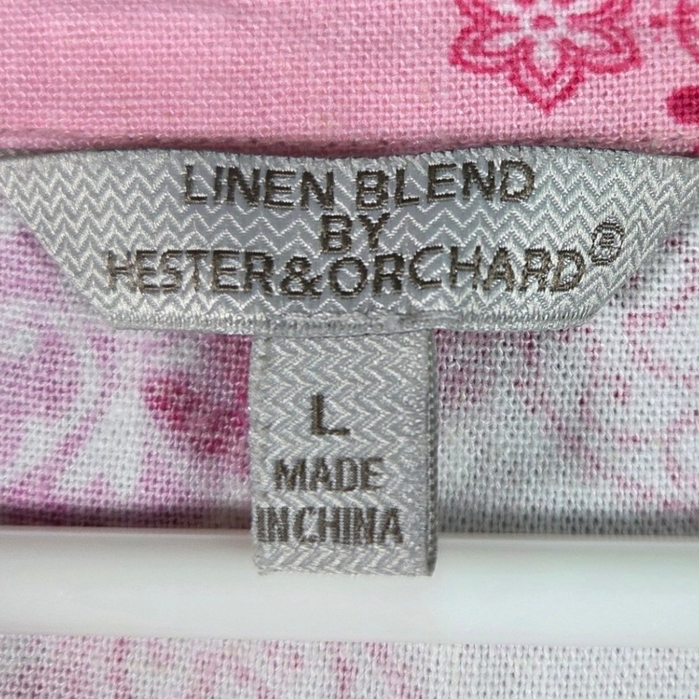 Linen‎ Blend by Hester & Orchard Top Womens L Pink Paisley Ruffle Cap Sleeve - Picture 3 of 6